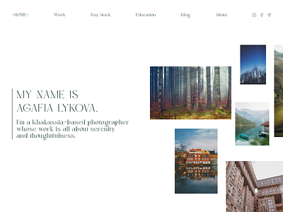 Agafia Lykova design layout minimalist modern personal website space typography web white