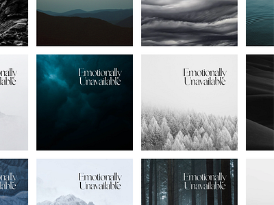 Emotionally Unavailable 1:1 composition dark gloomy layout typography