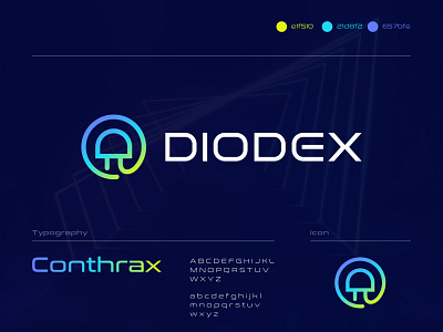 Diodex brand identity branding creative d flat icon led lettermark light logo minimalist modern professional unique