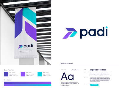 Padi arrow brand identity branding corporate courier design flat icon lettermark logistic logo minimalist modern modren monogram move p p arrow professional services