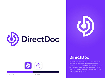 Direct Doc app brand identity branding corporate d doctor flat for healthcare icon lettermark logo medical medical team minimalist modern monogram professional unique