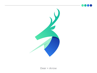 Deer abstract animal arrow brand identity creative deer hunting icon logo minimalist modern monogram professional unique vector