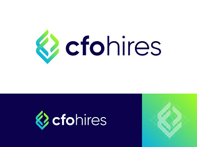 CFO hires accounting brand identity creative finance flat gradian hire icon logo minimal modern monogram professional recruitment services