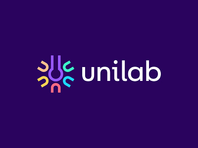 Unilab app logo brand design brand identity clinic logo diagnostic flat logo icon lab logo laboratory logo design medical logo minimal modern logo science