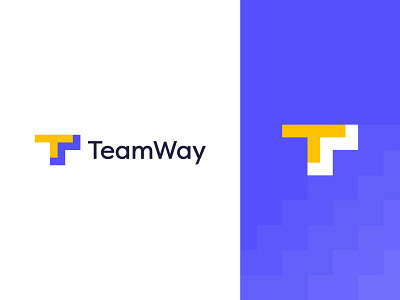 Team Way brand identity branding design creative design flat icon letter mark logo design logo mark minimalist modern moving stairs step tw way