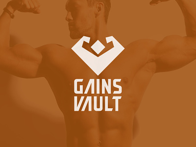 Gains Vault app logo bodybuilder brand identity corporate design diamond fitness flat gym human icon logo design logo idea minimalist modern professional simple design vector website logo