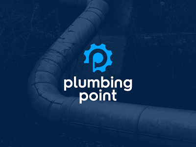 Plumbing Point brand identity design flat gear icon letter mark logo mark modern p letter plumbing professional