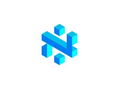 N 3d 3d icon brand identity cube hexagon letter mark logo mark n letter tech