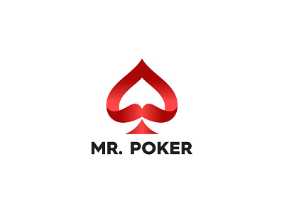 Mr. Poker best casino logo bold logo card casino gamble masculine modern mustache personal brand play poker popular logo