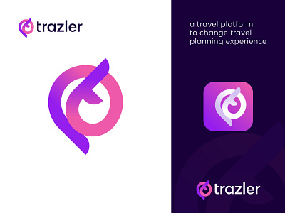 Trazler air place app logo best travel logo brand identity corporate identity creative icon location modern place professional tour tourism travel travel agency travel app travel location traveling trip visual identity