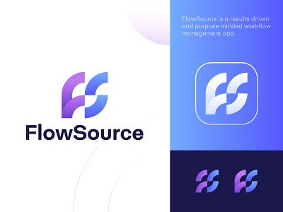 Flow Source abstract app icon app logo brand identity business consulting finance flat flow fs letter geometric grow letter mark logo design logo mark management modern move professional symbol