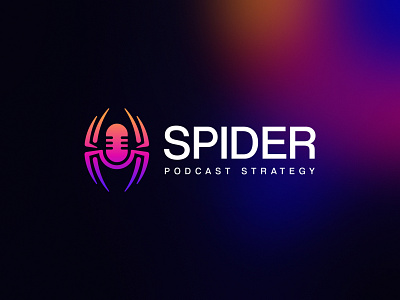 Spider audio brand identity logo design microphone moder podcast logo podcast spider spyder