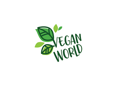 Logo design "Vegan World" branding greenlogo logodesign typography typologo vegan