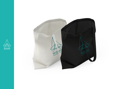 Wizard Tote Bags branding cotton bag isometric logo creation merchandise design typography vector