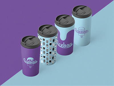 Icebon Travel Mugs branding colour palette design illustration isometric logo creation merchandise design mockup mug travel mug vector