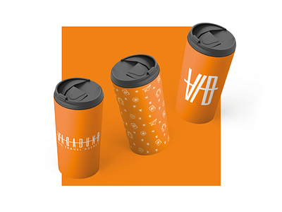 Vagabund Travel Mugs branding colour pallette design isometric logo logo creation merchandise design mockup mug travel mug mockup typography vector