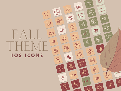 IOS ICONS Fall Theme design fall colors icons icons pack iconset iosicon neutral colors outline icons