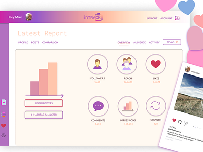instagram analytics web app design