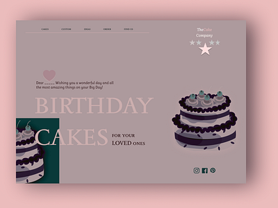 THE CAKE COMPANY birthday birthday cake concept ideas landing page design pastel pink