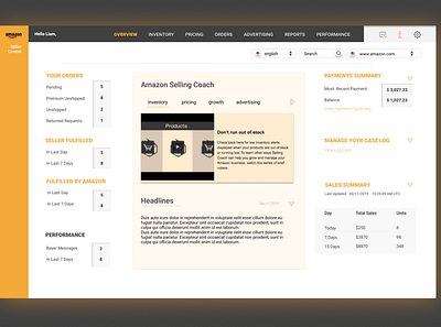 amazon dashboard for sellers (redesign) amazon fba seller dashboard dashboard ui design ideas redesign concept ui web