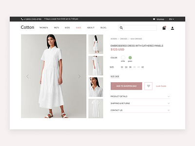 Product page - Online store Cotton design online shop online store product page ui ux web design