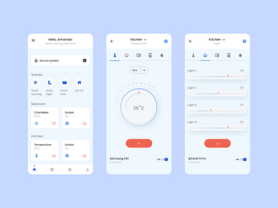 MobileApp-SmartHome app design minimalistic mobile app smarthome ui ux