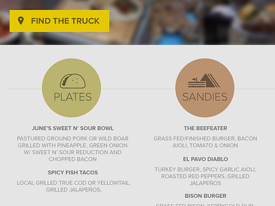 Foodtruck Home featured flat food truck icon meal net magazine recipe restaurant social ui ux web