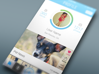 Profile View app arc cat dog flat free ios7 mobile news organizer pet profile