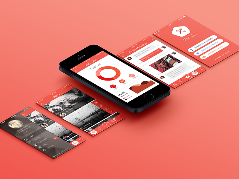 facebook page mockup mobile Psd wireframe app mockup vol3