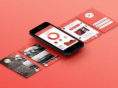 Fancy Mobile App UI KIT app chat feed flat free ios7 list mobile mockup photo profile video player