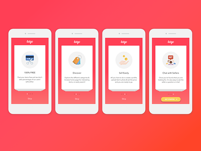 Letgo App Redesign buy cards ecommerce ios mobile second hand sell shop shopping trade tutorial walkthrough