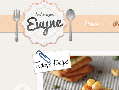 Nom Nom Nom attach clip cute fork recipe ribbon spoon texture web design