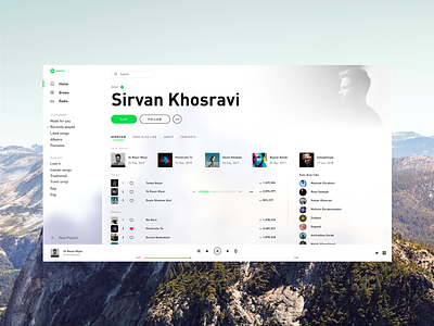Spotify App Concept, Fluent Design, Light Mode