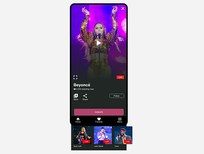 Music App concerts contact donate donation live live music mobile music music app musician online ui user experience user interface ux