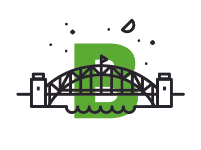 B For Bridge buildings city icon illustration line logo type