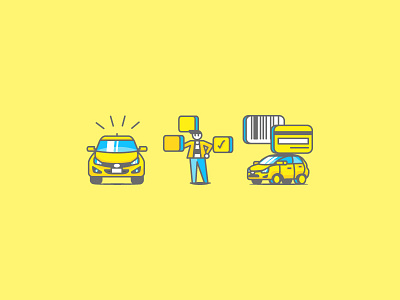 Beep Beep Icons blue car figure icon icons insurance vector yellow