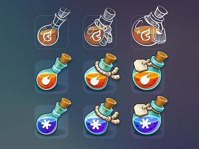 Potions casual cold design drawing game gamedev gameicons hot icons illustration level potion sketches ui uielements ux work