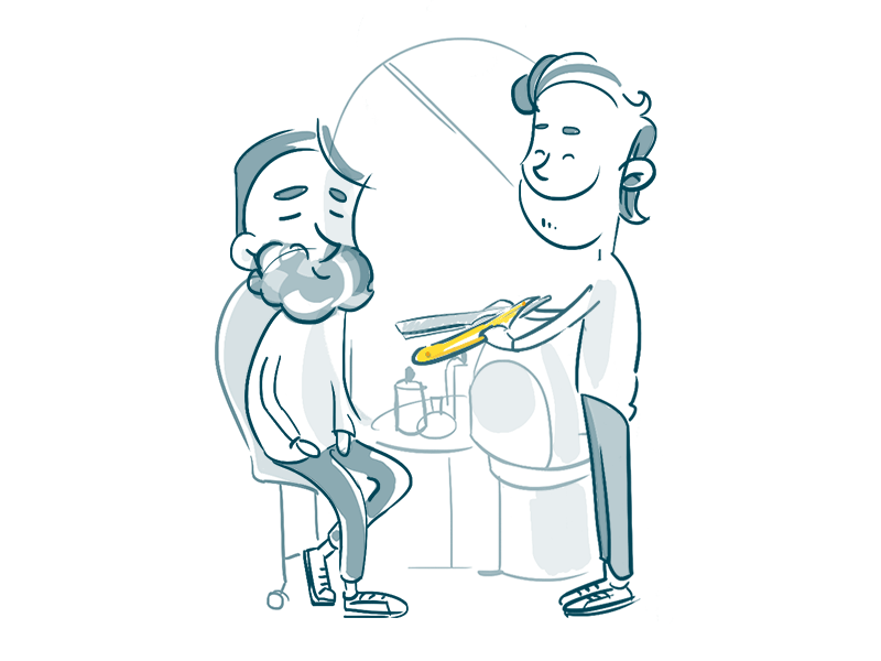 Trust your team animation barbershop character customer design development drawing illustration