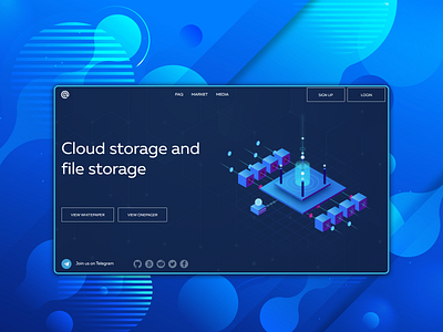 Cloud hosting landing page design flat illustration landing page ui web website