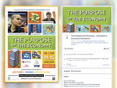 The Purpose of the Economy Conference - Poster and Social Media banner ad conference economics economy flat design minimalism poster