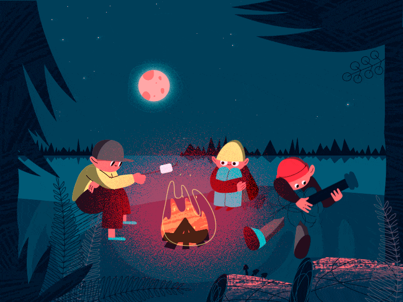 Camp fire animated gif animation animation 2d illustrations illustrator motion motion design motion graphics motiondesignschool