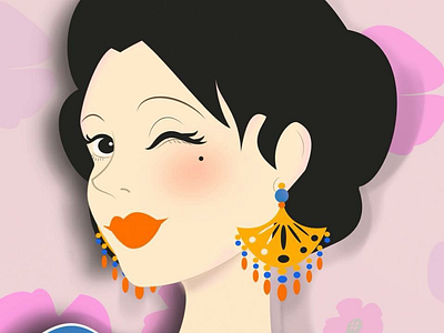 Girls! art color earrings girl illustration jewelry wink