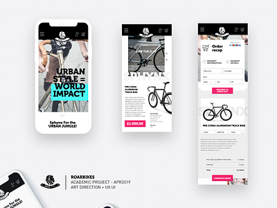 RoarBikes. Academic Project branding design mobile app ui ux