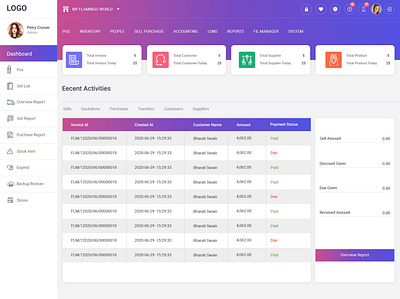 Dashboard POS dashboard dashboard ui