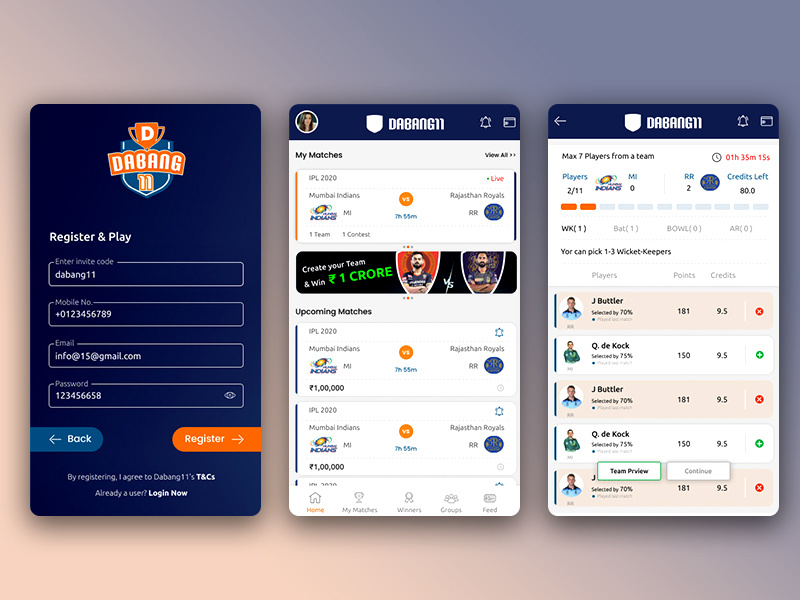 Fantasy App Mobile Ui by Akhil kumar on Dribbble