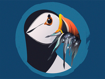 A puffin with a lunch🐚 adobe art design gradient grain graphic design illustration illustration art illustration digital illustrator landscape landscape illustration photoshop puffin sketches vector vector art vector illustration vectorart webdesign