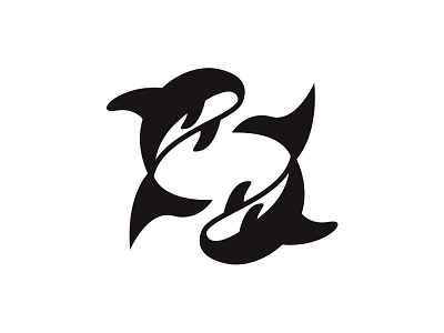 Yin & yang branding circle fish logo orca round shark vector