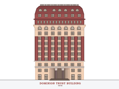 Dominion Trust Building Vancouver building door flat icon illustration line simple vector windows