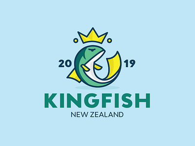 Kingfish animal crown eating fish fishing illustration king king logo line logo natural restaurant royal sea sushi