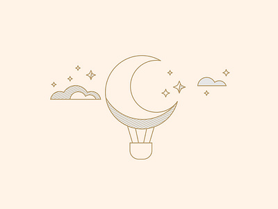 Logo Hot Air Balloon design geometric design hot air balloon illustration logo minimalism minimalist logo minimalistic moon moonlight moonshine stars